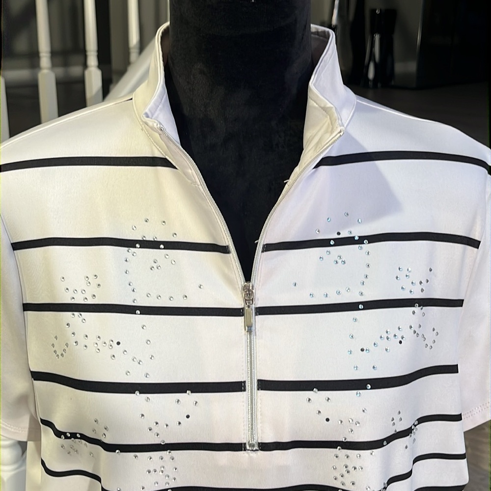 Zenergy White, Black & Silver Rhinestone Golf Shirt - Picture 3 of 7